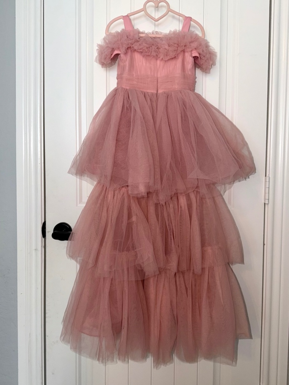 Girls Size 5 Pink Tulle Pageant Dress with Train